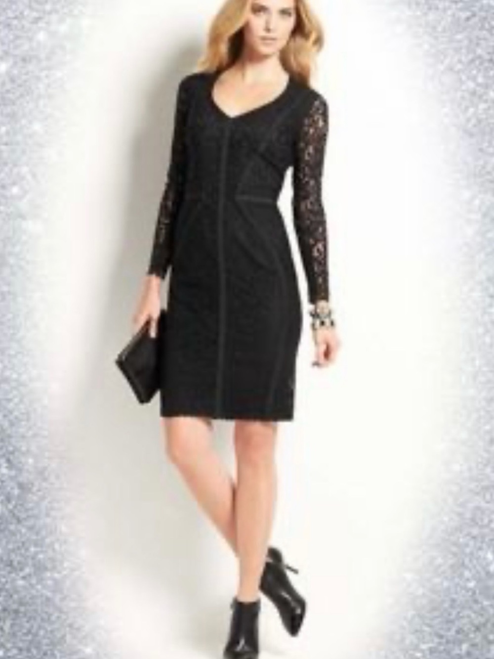 Ann Taylor black lace bodycon knee length dress